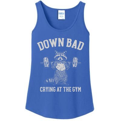 Down Bad Crying At The Gym Racoon Ladies Essential Tank