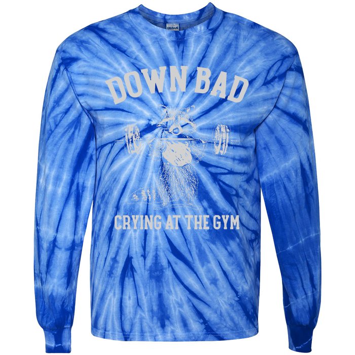 Down Bad Crying At The Gym Racoon Tie-Dye Long Sleeve Shirt