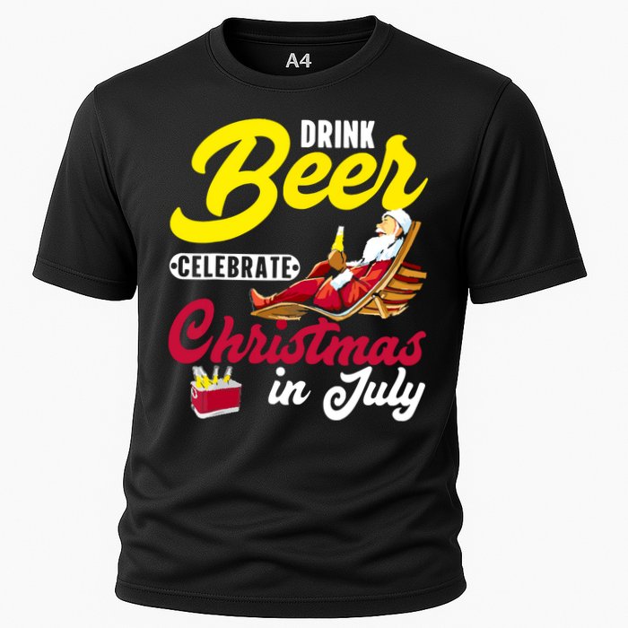 Drink Beer Celebrate Christmas In July, Summer Paradise Cooling Performance Crew T-Shirt