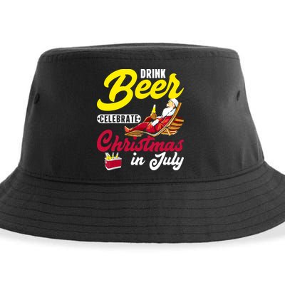 Drink Beer Celebrate Christmas In July, Summer Paradise Sustainable Bucket Hat