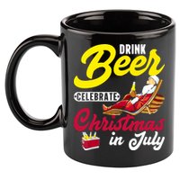 Drink Beer Celebrate Christmas In July, Summer Paradise 11oz C Handle Ceramic Mug