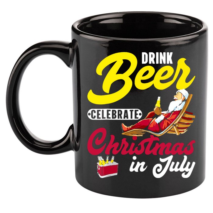 Drink Beer Celebrate Christmas In July, Summer Paradise 11oz C Handle Ceramic Mug
