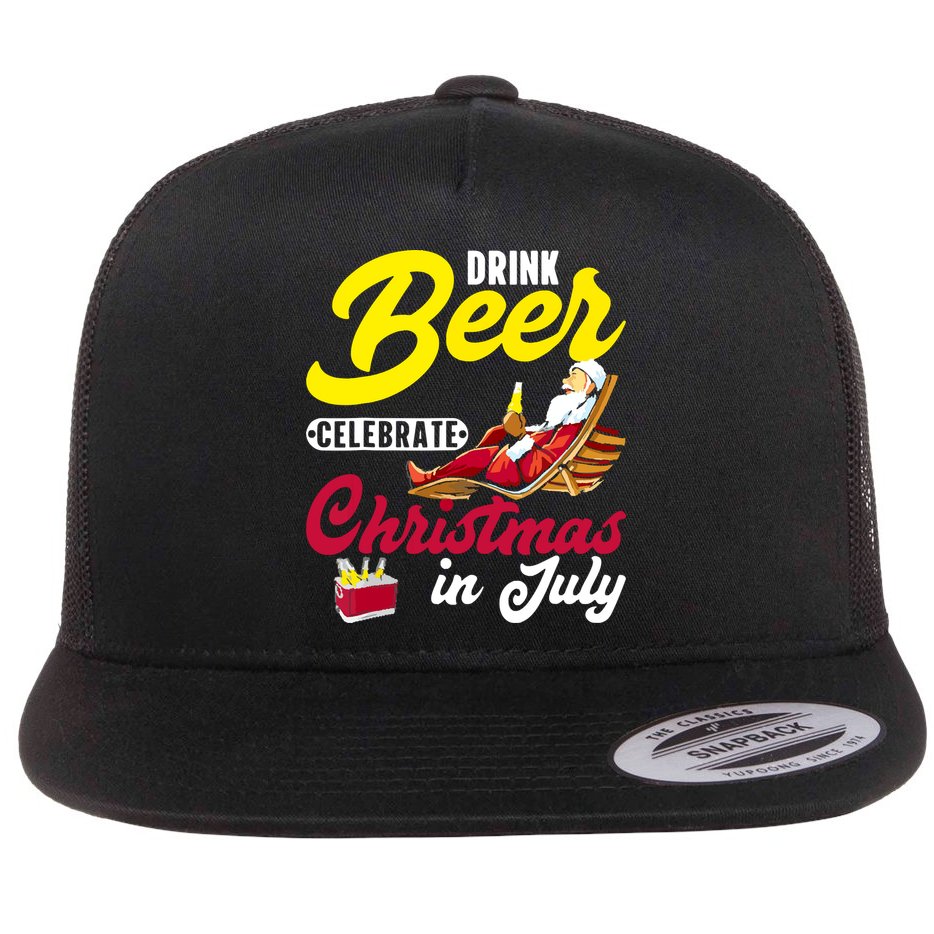 Drink Beer Celebrate Christmas In July, Summer Paradise Flat Bill Trucker Hat