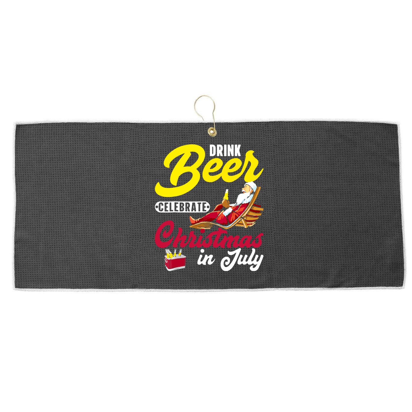 Drink Beer Celebrate Christmas In July, Summer Paradise Large Microfiber Waffle Golf Towel
