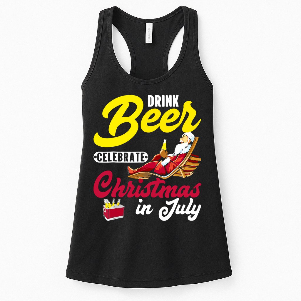 Drink Beer Celebrate Christmas In July, Summer Paradise Womens Tank Top