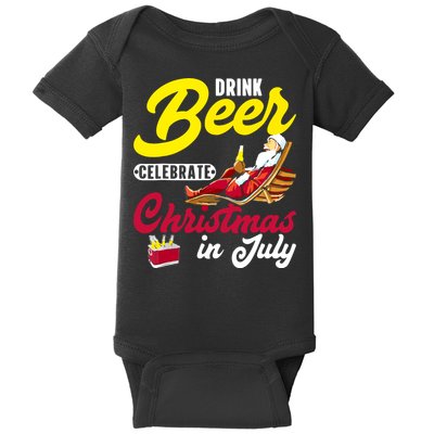 Drink Beer Celebrate Christmas In July, Summer Paradise Baby Bodysuit