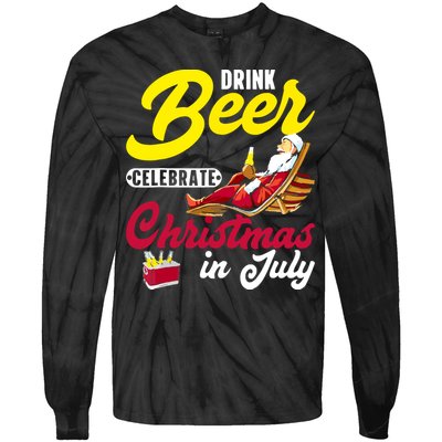 Drink Beer Celebrate Christmas In July, Summer Paradise Tie-Dye Long Sleeve Shirt