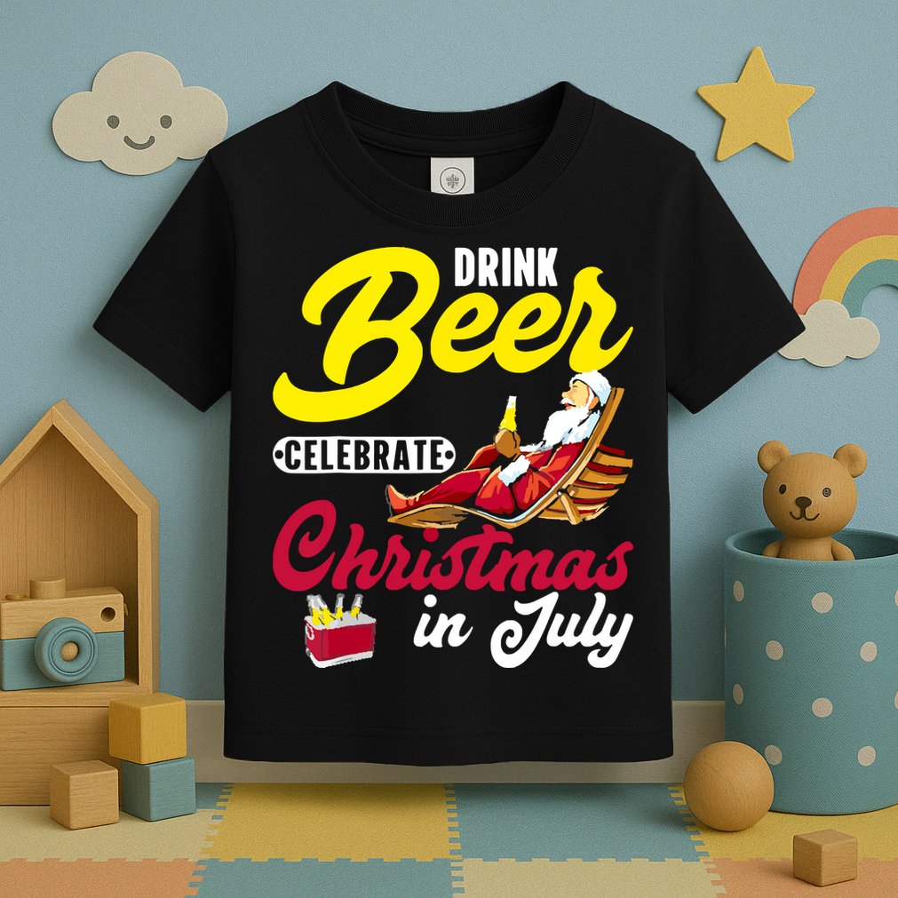 Drink Beer Celebrate Christmas In July, Summer Paradise Toddler T-Shirt