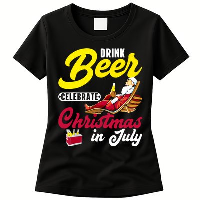 Drink Beer Celebrate Christmas In July, Summer Paradise Womens T-Shirt