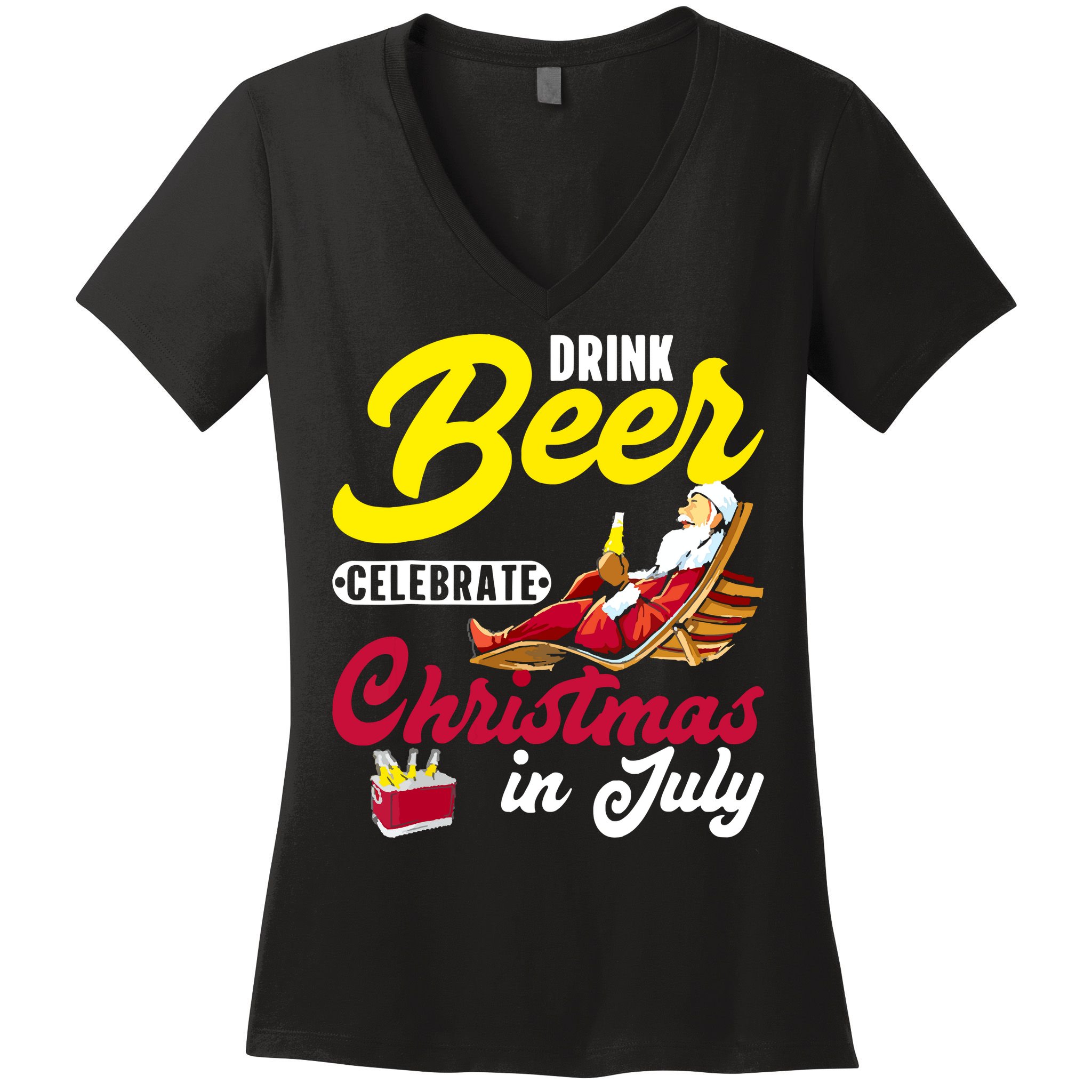 Drink Beer Celebrate Christmas In July, Summer Paradise Women's V-Neck T-Shirt