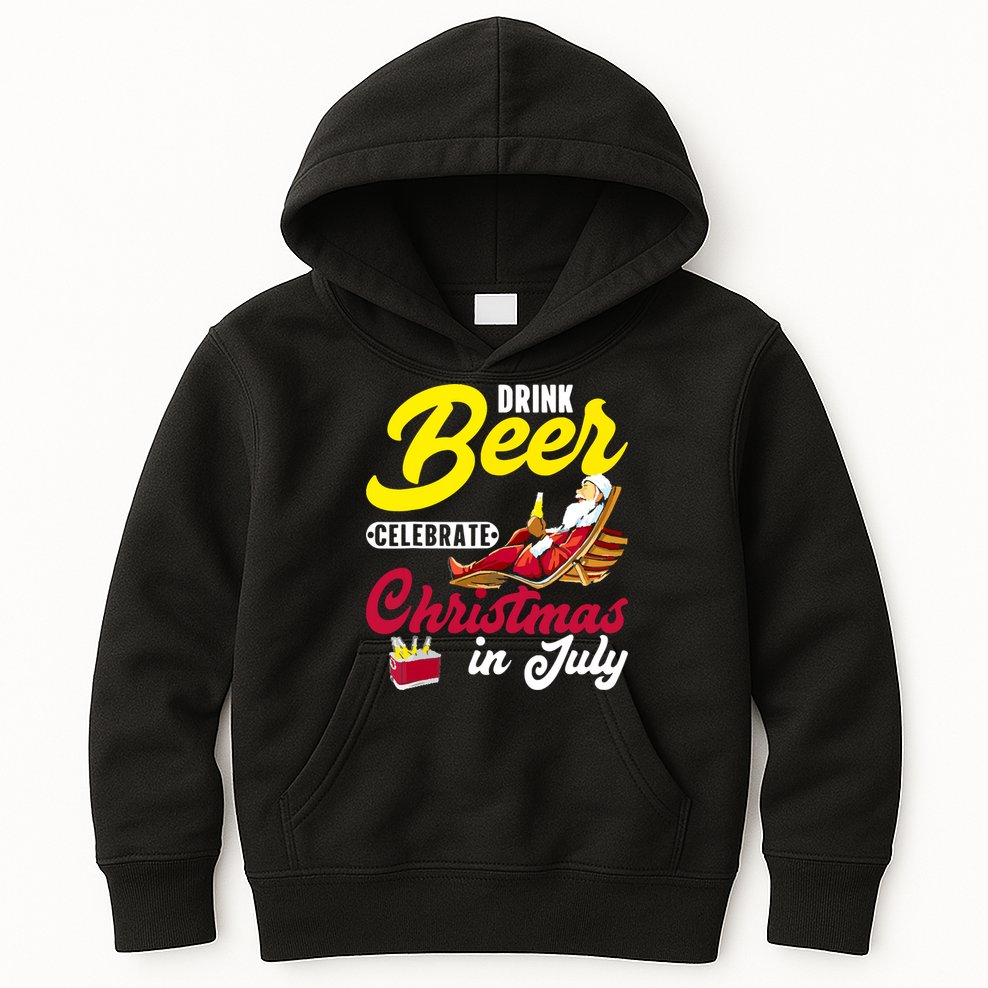 Drink Beer Celebrate Christmas In July, Summer Paradise Kids Hoodie