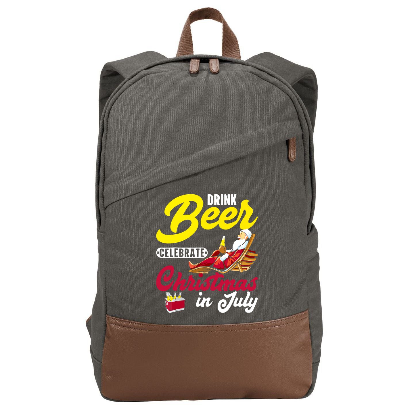 Drink Beer Celebrate Christmas In July, Summer Paradise Cotton Canvas Backpack