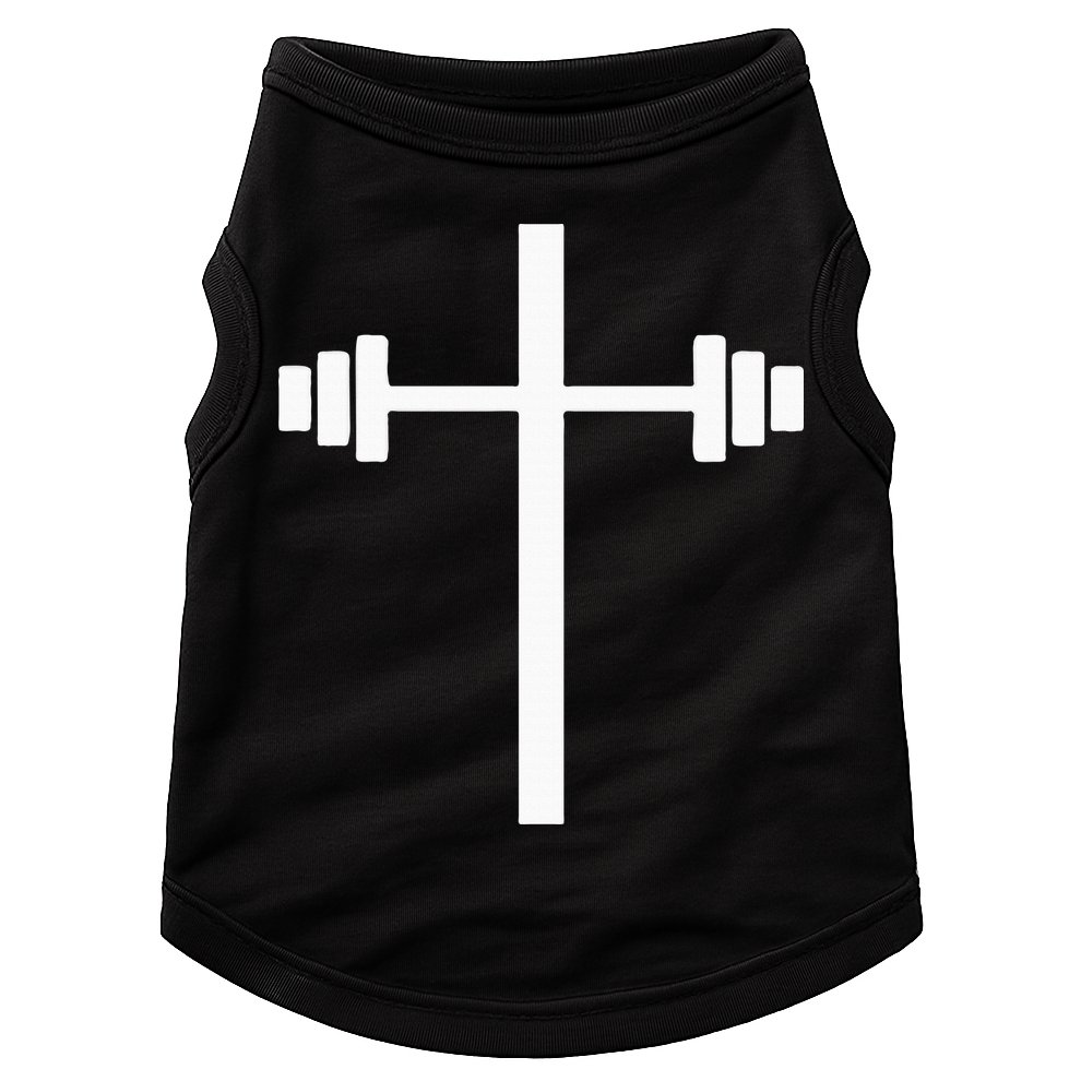 Dumbbell Barbell Cross Christian Gym Workout Lifting Doggie Tank