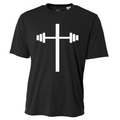 Dumbbell Barbell Cross Christian Gym Workout Lifting Cooling Performance Crew T-Shirt