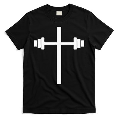 Dumbbell Barbell Cross Christian Gym Workout Lifting T-Shirt