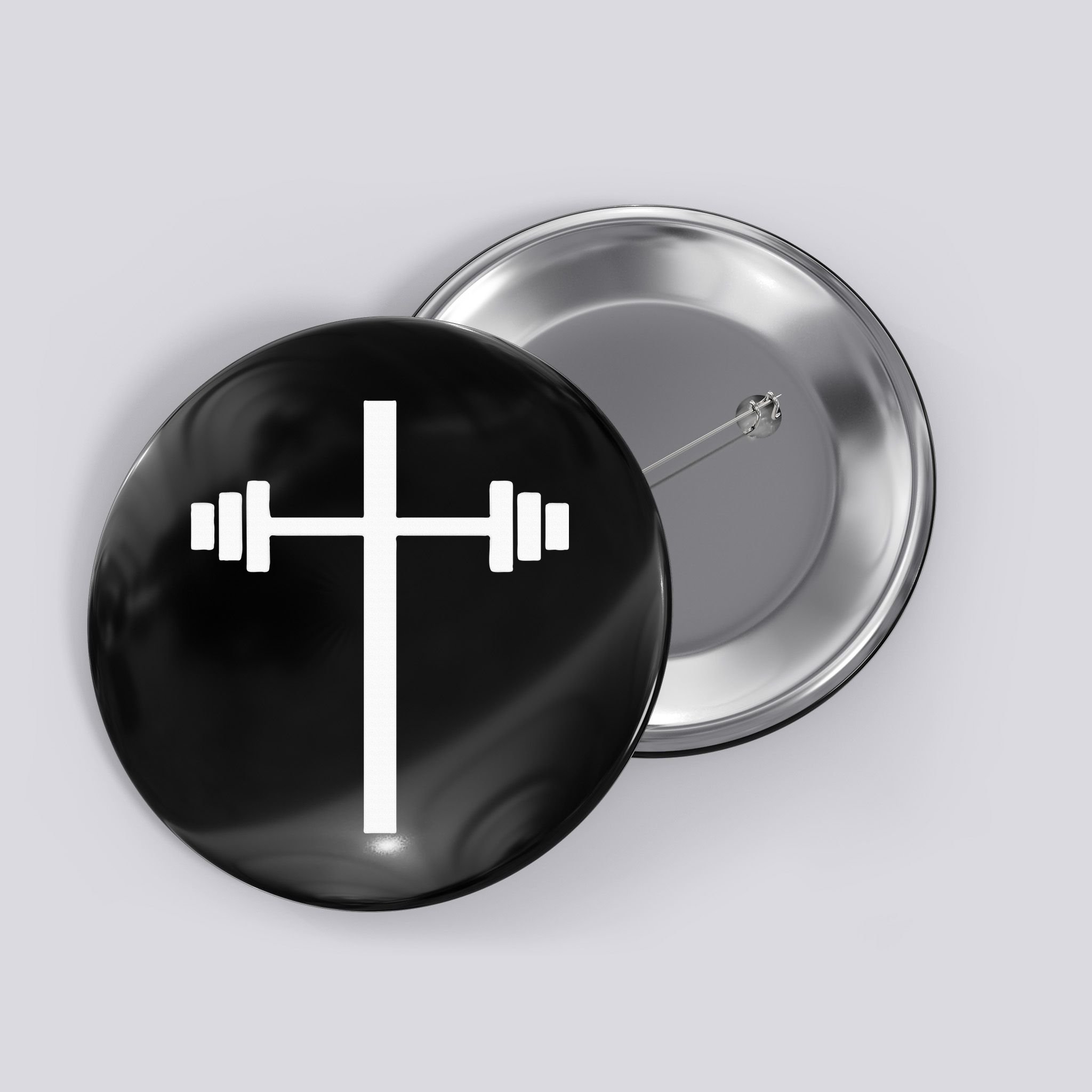 Dumbbell Barbell Cross Christian Gym Workout Lifting Button