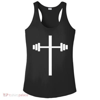 Dumbbell Barbell Cross Christian Gym Workout Lifting Ladies PosiCharge Competitor Racerback Tank