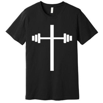 Dumbbell Barbell Cross Christian Gym Workout Lifting Premium T-Shirt