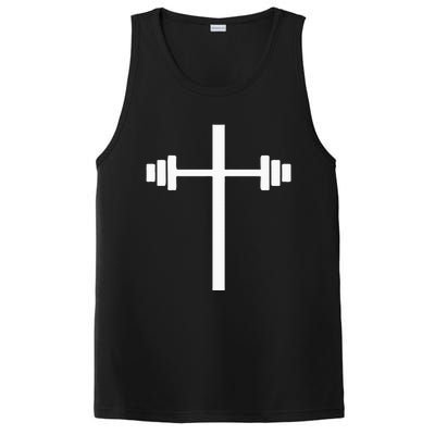 Dumbbell Barbell Cross Christian Gym Workout Lifting PosiCharge Competitor Tank