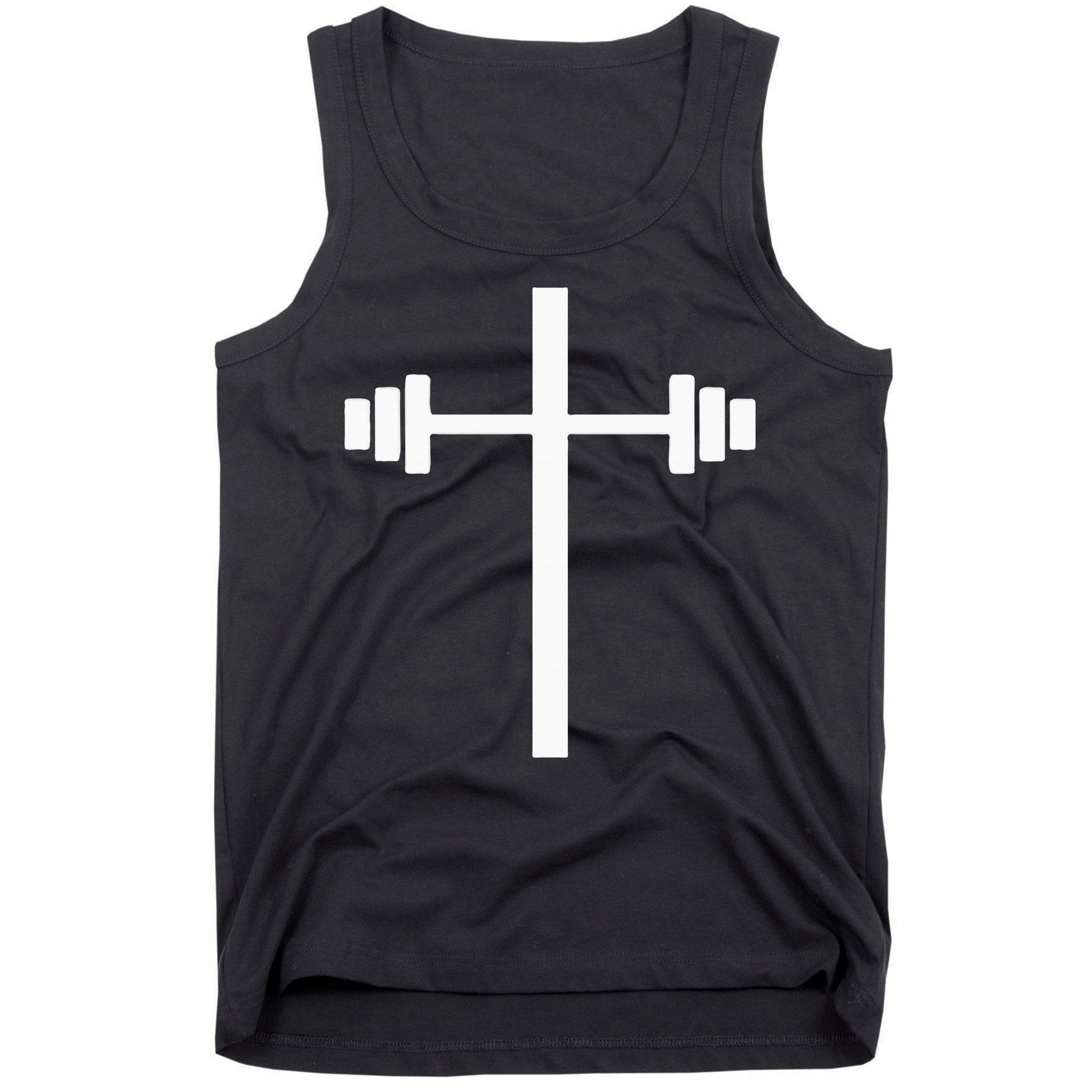 Dumbbell Barbell Cross Christian Gym Workout Lifting Tank Top