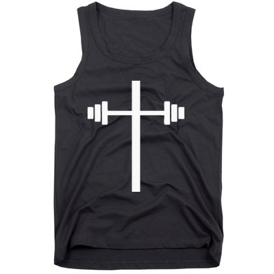 Dumbbell Barbell Cross Christian Gym Workout Lifting Tank Top