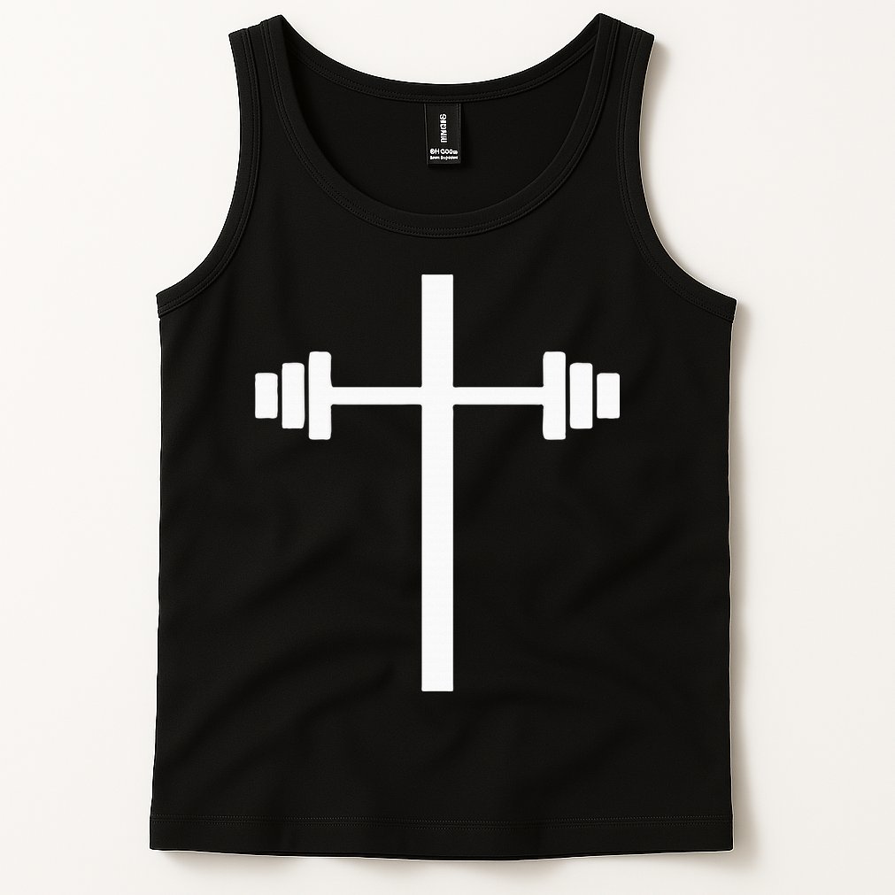 Dumbbell Barbell Cross Christian Gym Workout Lifting Tank Top