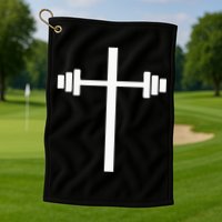 Dumbbell Barbell Cross Christian Gym Workout Lifting Golf Towel