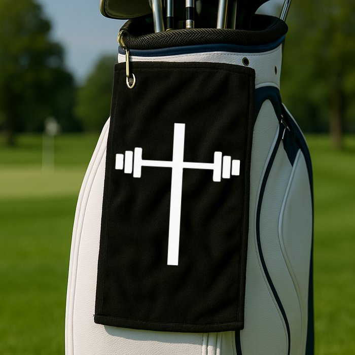 Dumbbell Barbell Cross Christian Gym Workout Lifting Golf Towel