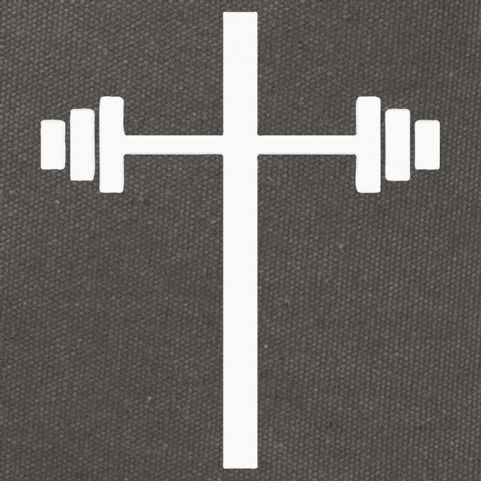 Dumbbell Barbell Cross Christian Gym Workout Lifting Cotton Canvas Backpack