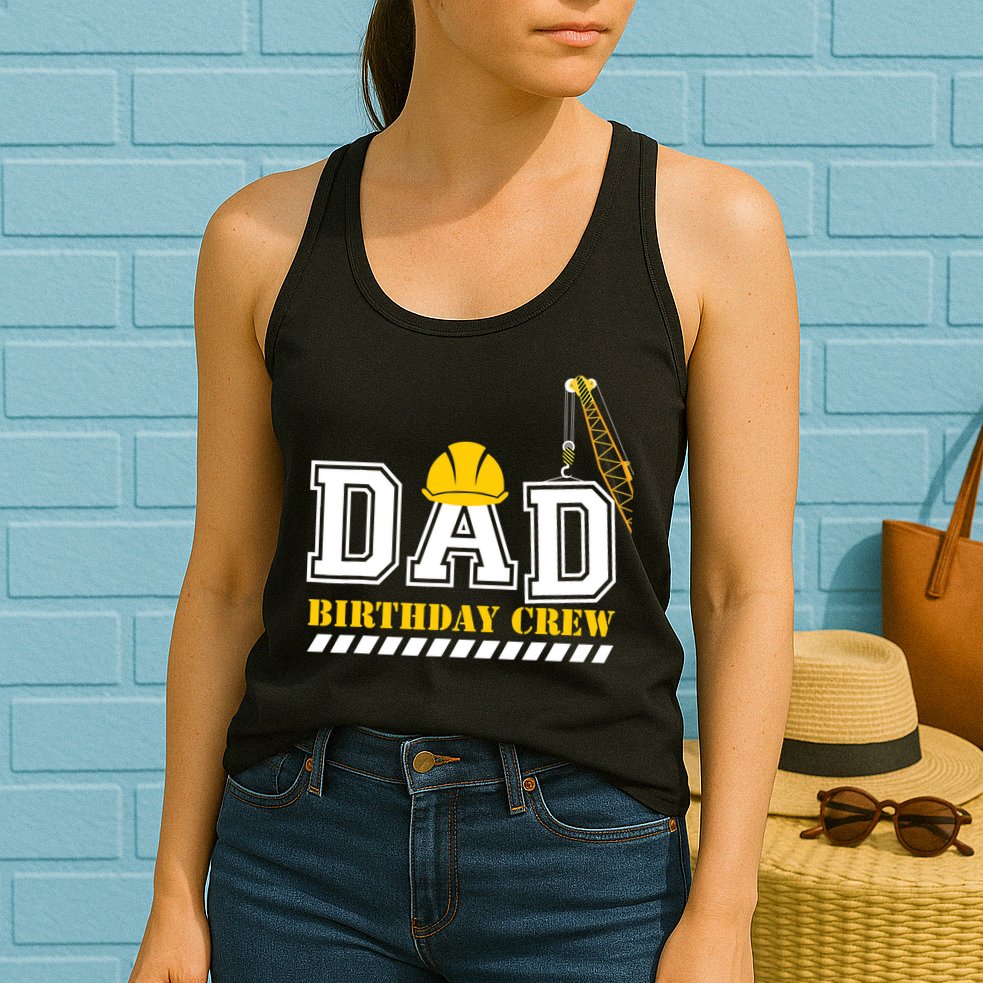 Dad Birthday Crew Construction Birthday Party Womens Tank Top