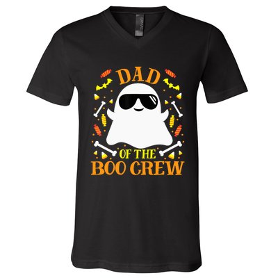 Dad Boo Crew Ghost Matching Family Set Groups Halloween V-Neck T-Shirt