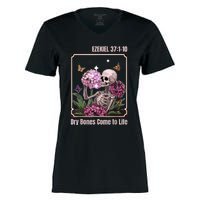 Dry Bone Come To Life Skeleton Floral Women's Momentum V-Neck T-Shirt