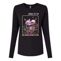 Dry Bone Come To Life Skeleton Floral Womens Cotton Relaxed Long Sleeve T-Shirt