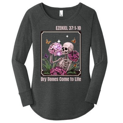 Dry Bone Come To Life Skeleton Floral Women's Perfect Tri Tunic Long Sleeve Shirt