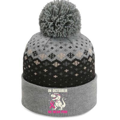 Dinosaur Breast Cancer Awareness Gift The Baniff Cuffed Pom Beanie