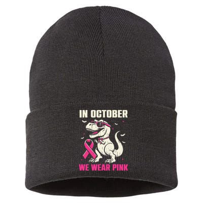 Dinosaur Breast Cancer Awareness Gift Sustainable Knit Beanie