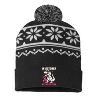 Dinosaur Breast Cancer Awareness Gift USA-Made Snowflake Beanie