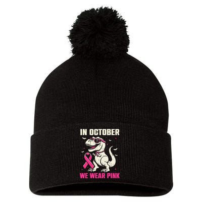 Dinosaur Breast Cancer Awareness Gift Pom Pom 12in Knit Beanie