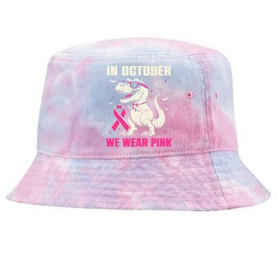 Dinosaur Breast Cancer Awareness Gift Tie-Dyed Bucket Hat