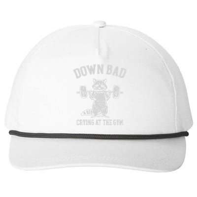 Down Bad Crying At The Gym Racoon Meme Snapback Five-Panel Rope Hat