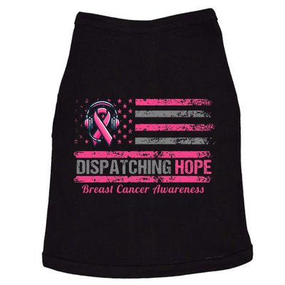 Dispatcher Breast Cancer Awareness Ribbon American Flag Doggie Tank