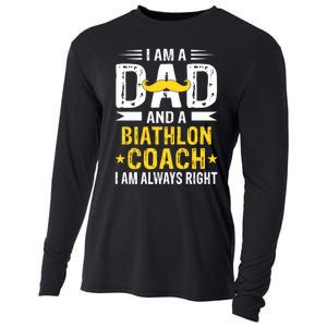 Dad Biathlon Coach Funny Biathlon Coach Humor Premium Cooling Performance Long Sleeve Crew