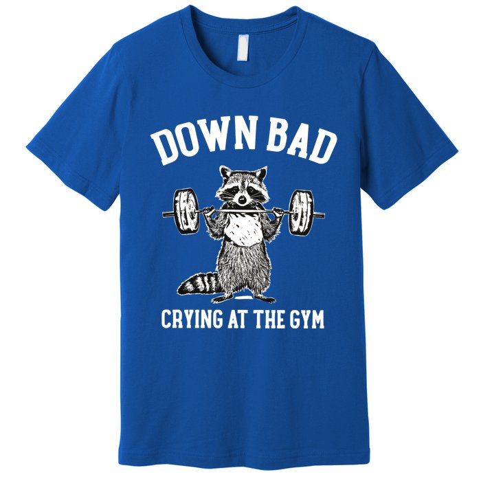 Down Bad Crying At Gym Funny Raccoon Lover Fan Gift Funny Gift Premium T-Shirt