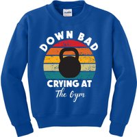 Down Bad Crying At The Gym Vintage Rertro Meaningful Gift Kids Sweatshirt