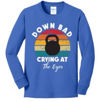 Down Bad Crying At The Gym Vintage Rertro Meaningful Gift Kids Long Sleeve Shirt