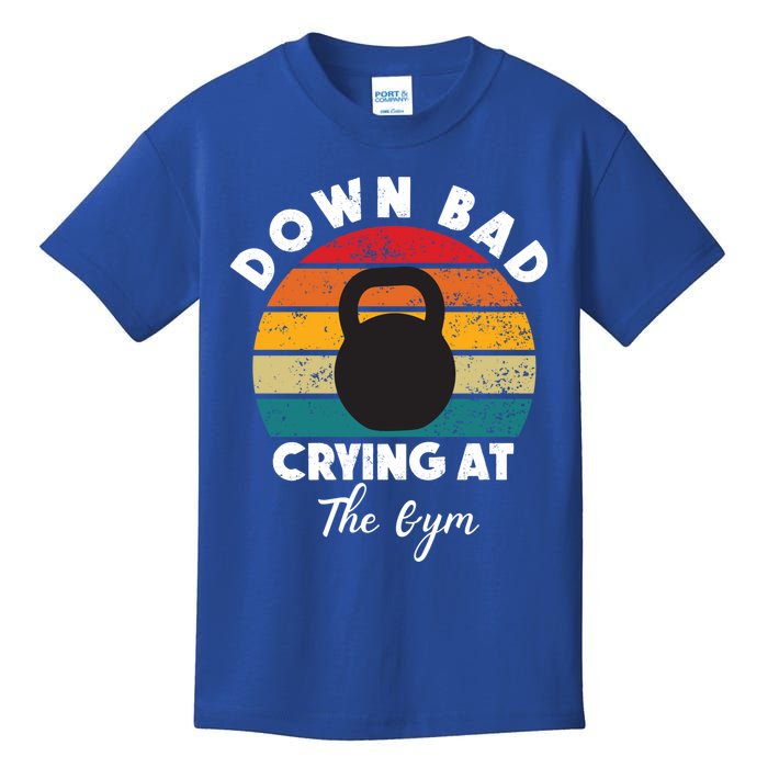 Down Bad Crying At The Gym Vintage Rertro Meaningful Gift Kids T-Shirt