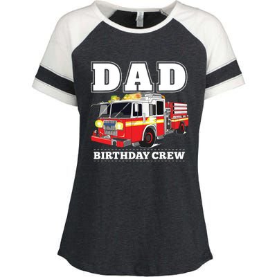 Dad Birthday Crew Fire Truck Firefighter Fireman Party Enza Ladies Jersey Colorblock Tee