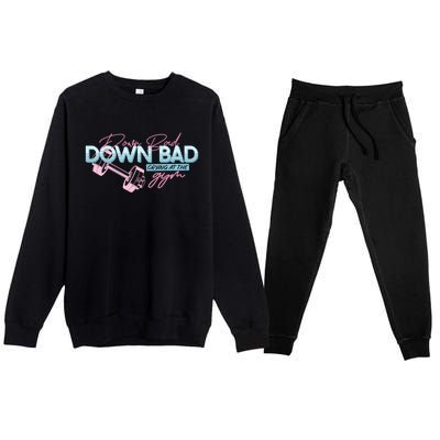 Down Bad Crying At The Gym Vintage Funny Gift Premium Crewneck Sweatsuit Set