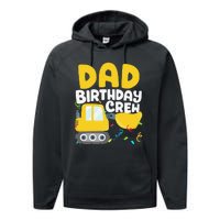 Dad Birthday Crew Construction Truck Excavator Daddy Papa Performance Fleece Hoodie