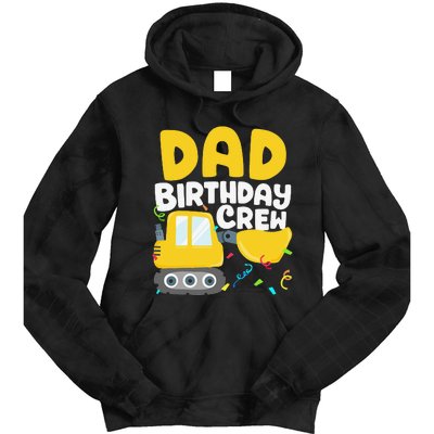 Dad Birthday Crew Construction Truck Excavator Daddy Papa Tie Dye Hoodie